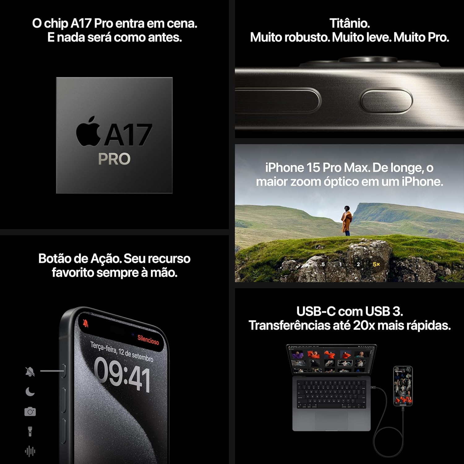 Apple iPhone 15 Pro Max — Titânio branco - Imagem 5